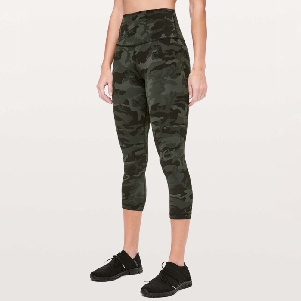 Lululemon | Align Crop 21" Incognito Camo Multi Gator Green Size 8
